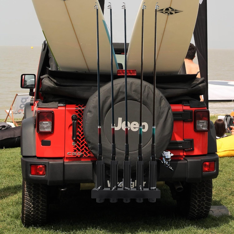 Hitch Mount Fishing Rod Holder, Fishing Pole Rack for Truck with 5Rod