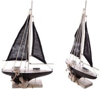 Holzboot 39,5 Cm Boot Segelboot Piratenschiff Vintage- Look Dekoration Neu