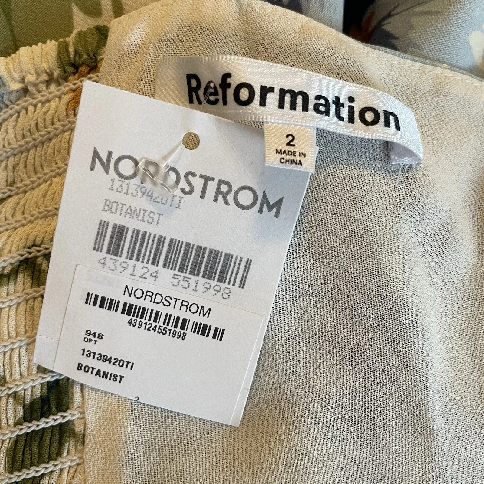 VALENTINO Abito midi floreale nuovo con etichette Reformation Irisa Sweetheart taglia 2 botanista