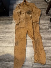 Vtg Carhartt 996 Coveralls Mens 50 Regular Canvas Brown Made In USA