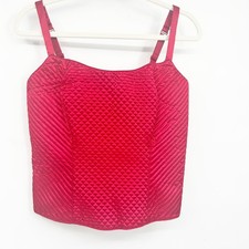 Cacique Womens Red Quilted Satin Boudoir Regencycore Corset Bustier Top 14/16