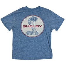 Shelby T-Shirt XL 21.5x27.5 Cobra Graphic Tee Blue Heathered Racing Automotive