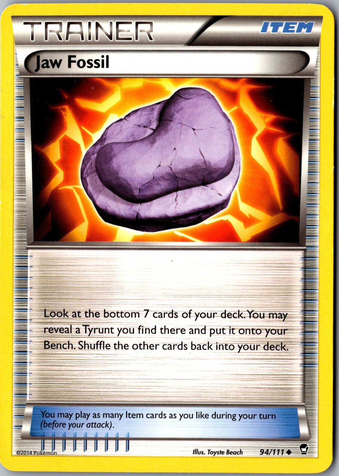 Jaw Fossil 94/111 Uncommon Furious Fists Lightly Played Pokemon Card TCG Single