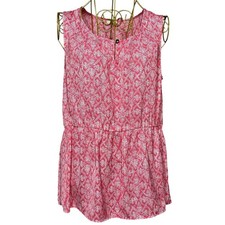Banana Republic Blouse Womens Medium Pink Excellent Peplum Sleeveless Geometric