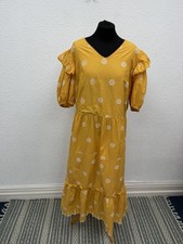 F&F Size 20 UK Dress Long Broderie Anglaise Short Sleeve Yellow Summer Holiday