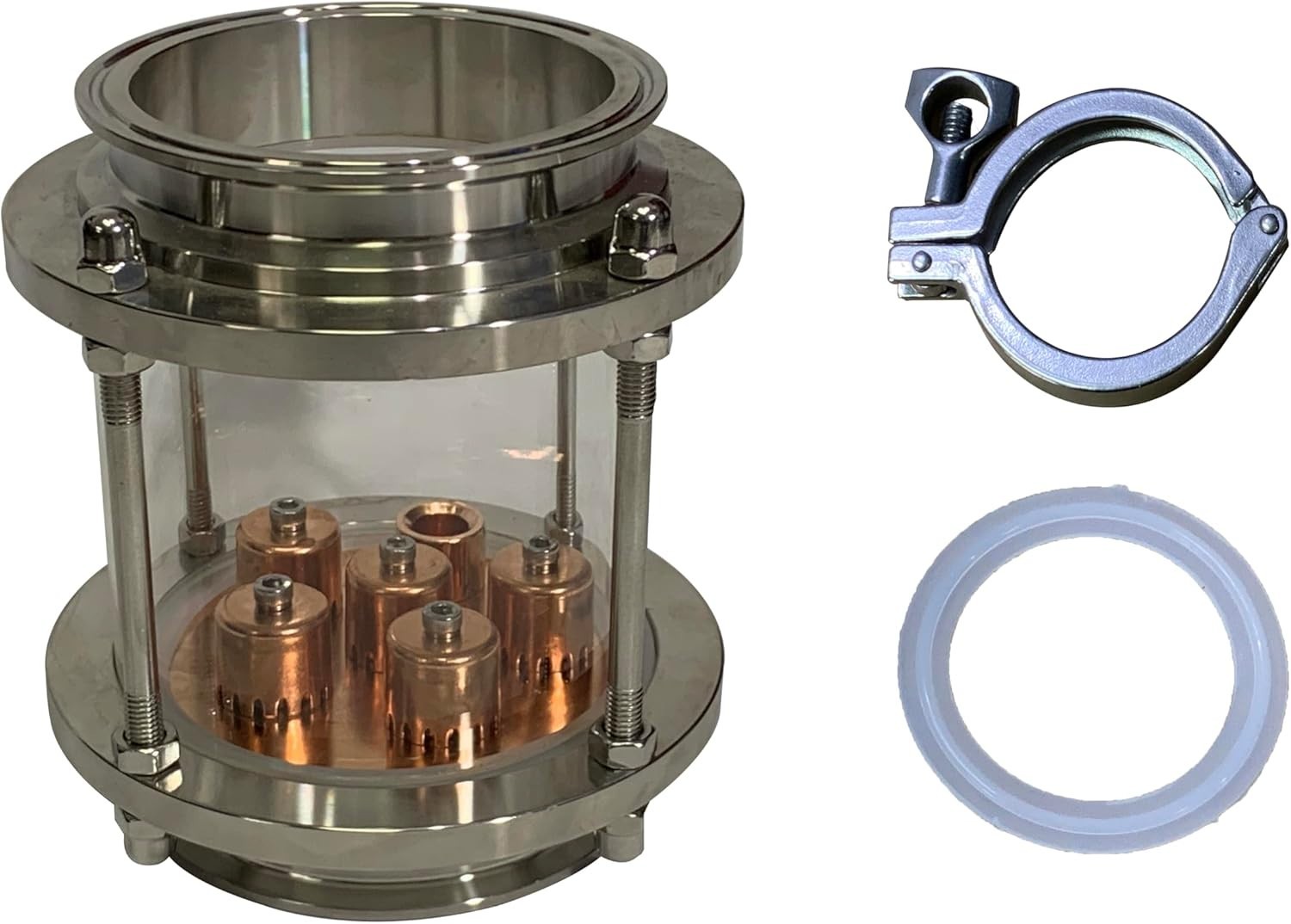 4 inch Glass Reflux Column Section with Copper Bubble Plate - Distilling Spirit