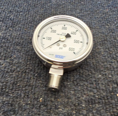 Wika 8101LFOW: Liquid Filled Gauge 0-600 PSI , 316 SS Tube and Connection