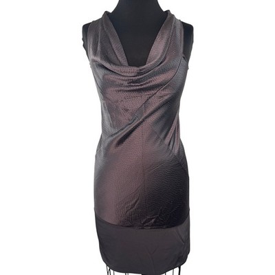 Jes Wade Gray Pencil Dress Textured Cowl Neck Sleeveless Party Cocktail XS/S?