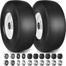 13x5.00-6 Flat Free Lawn Mower Tires and - 2P ( ), White 