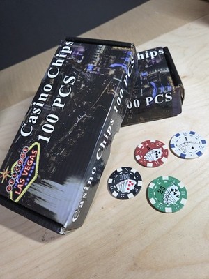 DA VINCI 100(200) Dice Stripe Flush Design Poker Chips in Vegas Gift Box 2 boxes
