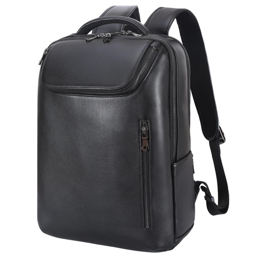 TIDING Leather Laptop Backpack 15.6 inch Anti-Theft Business Rucksack Work Compu