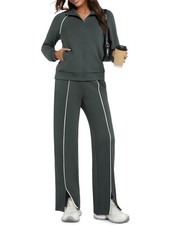 Piece Outfits for Winter Casual Lounge Set Athleisure Sweatsuit Zip Up Sweats...