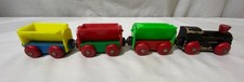 Brio-Like wooden train w/plastic tipping wagons and magnetic connections - 4 car