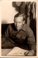 Vintage 1940s WWII Era Soldier Snapshot Photo Young Man Military Uniform
