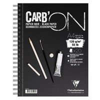 Zeichenblock A4 120G 20 Blatt Schwarz Spiralbindung Clairefontaine Carb'on