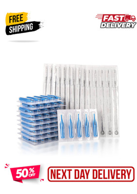 Professional Tattoo Needles and Tips Set - 100 Sterilized Disposable Assorted