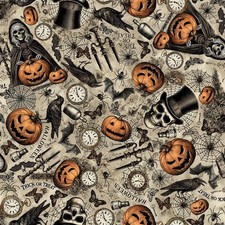 TIMELESS TREASURES - Wicked Willow - Halloween Icons - Taupe 1/4yd