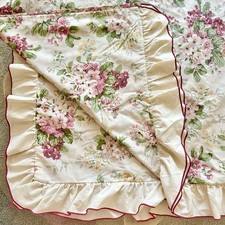Vtg Duvet Cover QUEEN Ruffle REVERSIBLE Flora...