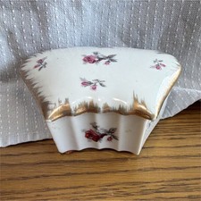 ARCO Ceramic Floral Trinket Box White Gold Pink Roses 1950s Mid Century Lid