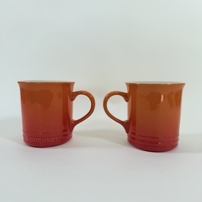 Le Creuset 400ml 14oz Coffee Mug 2 Set Of Flame Orange Gradient Stoneware