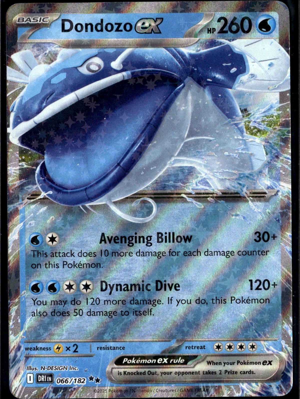 Pokémon TCG Dondozo EX 66/182 Destined Rivals Holo Double Rare