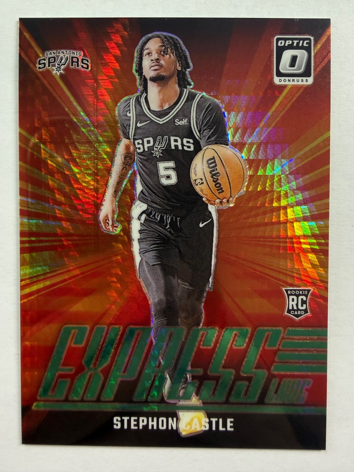2024-25 Panini Donruss Optic Stephon Castle #1 RC Express Lane Green Hyper /249