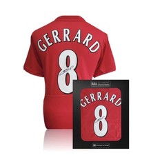 Steven Gerrard Signed 2005 Liverpool #8 Istanbul Shirt In AAA Gift Box