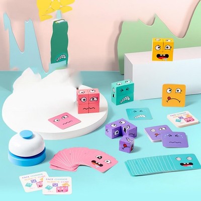 Ausdruck passender Block Puzzle Gesicht wechseln Würfel Holz Kindergeburtstag Geschenk