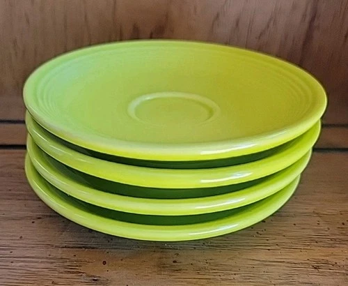 Limongrass Fiesta Demitasse Espresso Saucer Lot X4 Homer Laughlin Lime Green