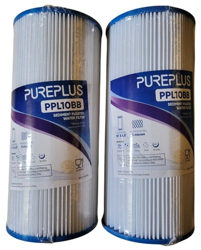 Confezione 2 Filtri Sedimenti Pieghettati PUREPLUS 5 Micron 10" x 4,5" Tutta Casa PPL10BB - Foto 3 di 4