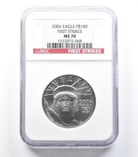 2006 $100 American Platinum Eagle 1 Oz Platinum First Strikes MS70 NGC *1427 3195.95 per troy oz