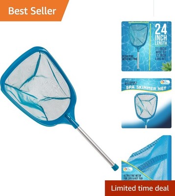 Efficient Pool & Pond Leaf Skimmer Net with Detachable Aluminum Handle, 24'' Long
