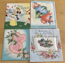 Vintage Carrington Valentine Cards + Rust Craft Silk Birthday Card Lot