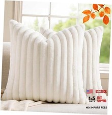 Set of 2 Decorative Throw Pillow Covers 18x18 18" x 18" Pack of 2 Cream White