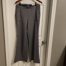 NWT Max Studio Black  Cream Patterned Mid-Rise Bootcut Pants Size L