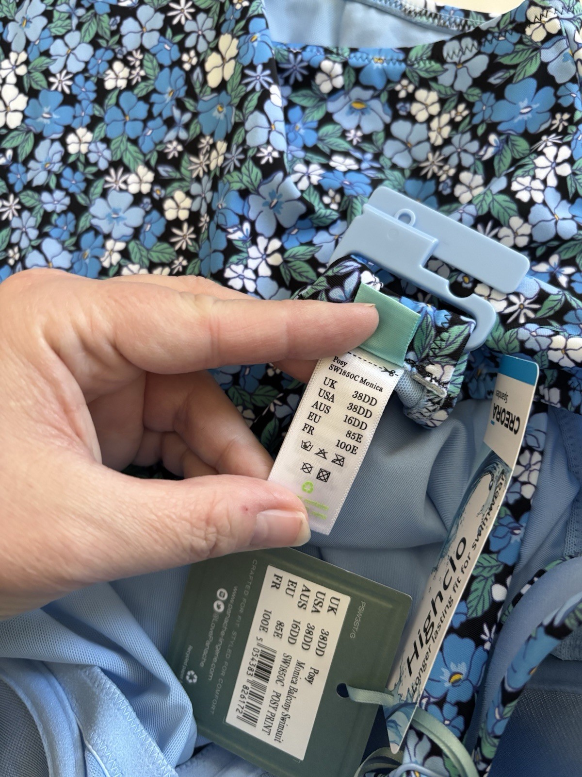 Panache Swim Monica Balcony Widestrap Swimsuit Posey Blue Floral US 38DD NWT