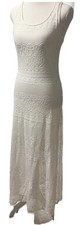 Women’s Cream Knit Maxi Dress Lace-like Small Boho Nautical Cottage Resort Y2K