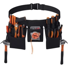 19-Pocket Tool Belt Heavy Duty Adjustable Utility Work Apron for Men Women
