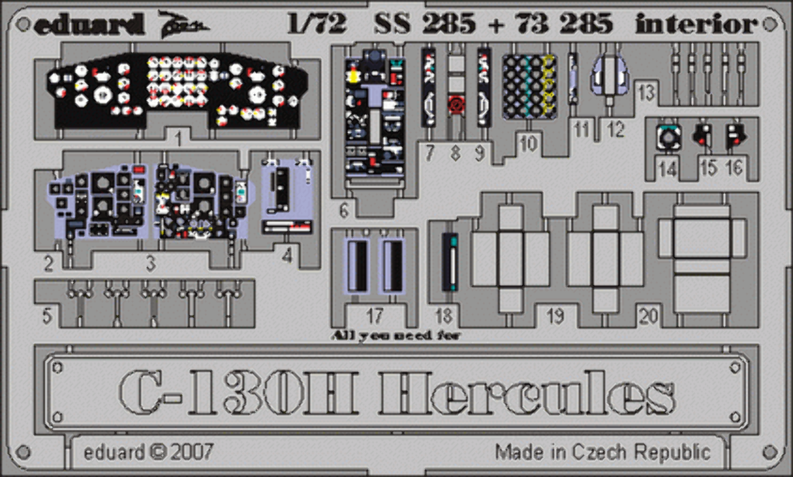 Eduard SS285 1:72 C-130H Hercules interior to be used with Italeri