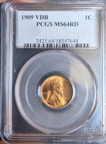 1909 P VDB PCGS MS64 RD Red - Lincoln Wheat Penny Cent 1c US Coin