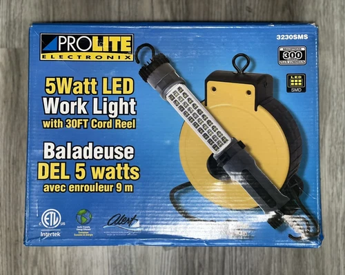 PROLITE 3230SMS 5 WATT LED WORK LIGHT + 30FT CORD REEL (A11E)