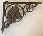 SET OF 2 HORSE HEAD SHELF BRACKET/BRACE, Antique Rustic Brown patina cast iron — photo 6