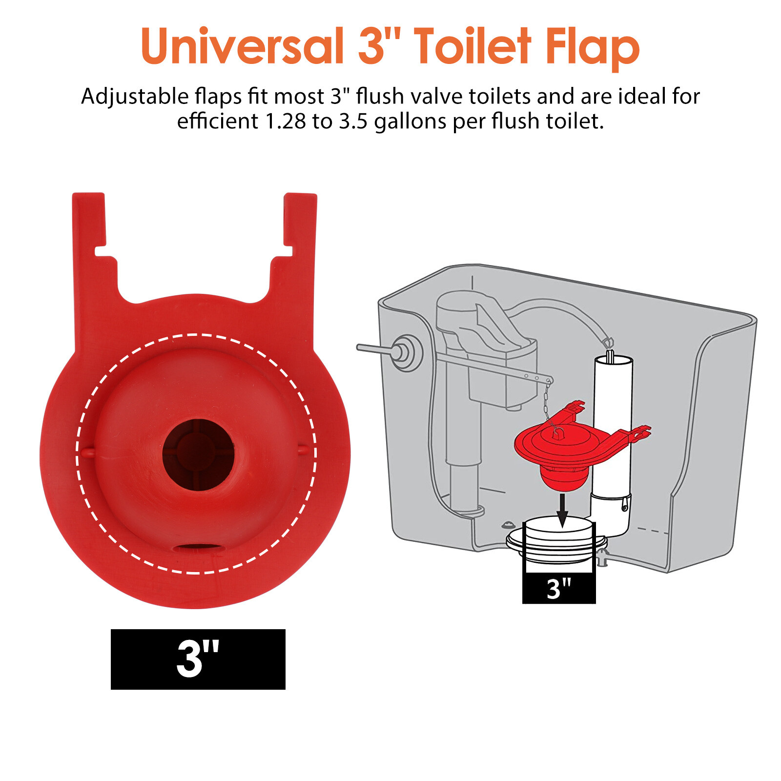 2X 3" Toilet Tank Fittings Ultra High Performance Universal Flapper Flush Valves eBay