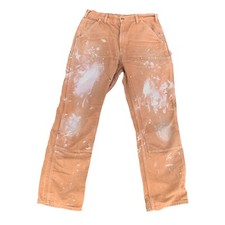 Vintage Carhartt Double Knee Pants 33x32 Duck Brown Paint Worn Canvas