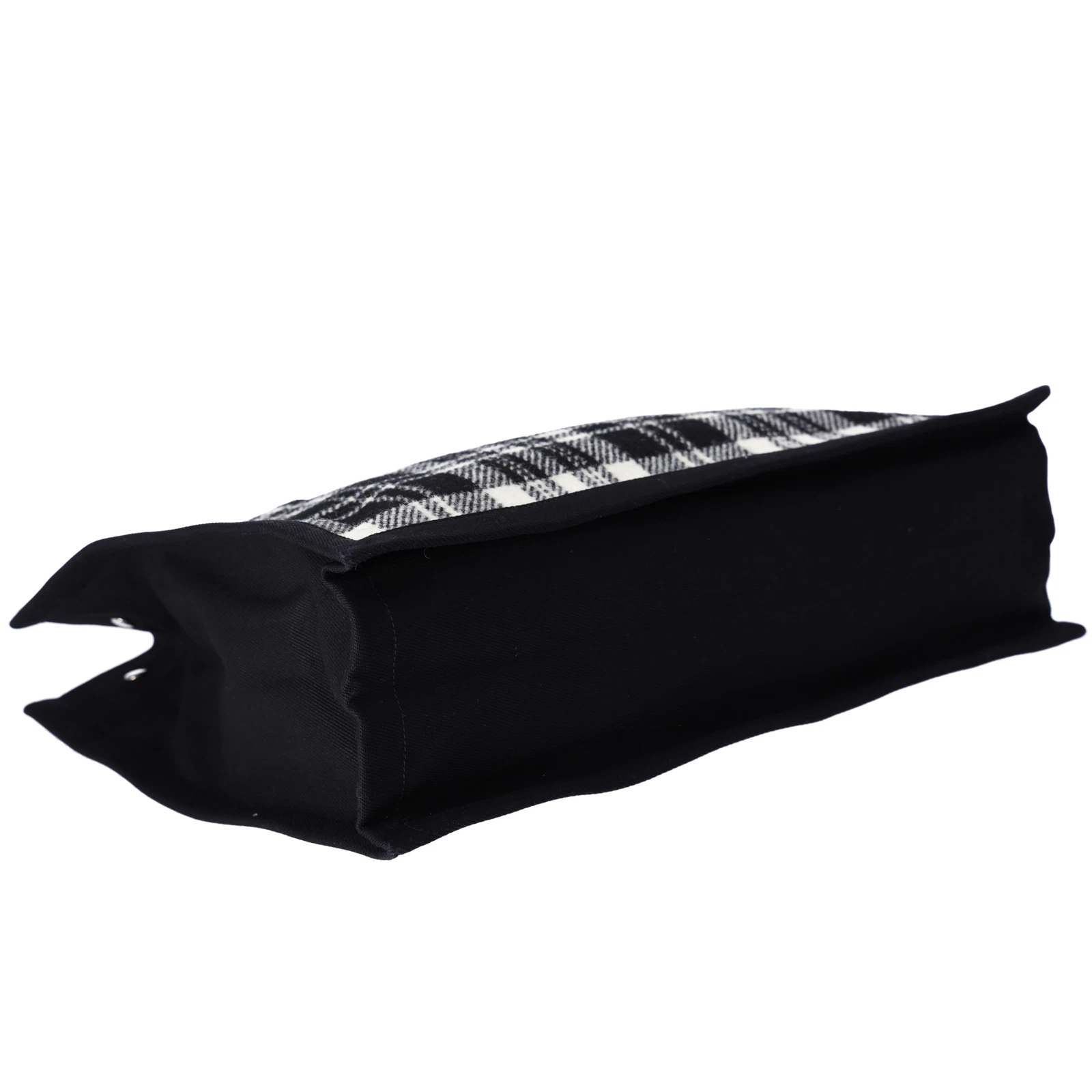 SAINT LAURENT (YSL) Borsa tote Saint Laurent Rive Gauche 499290 nera bianca a quadri in pelle di lana