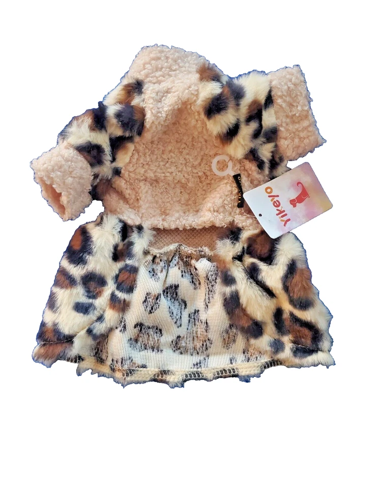 Dog Sweater Clothes for XXS extra small Dress Warm Fleece Leopard pattern Beige - Image 4 of 4