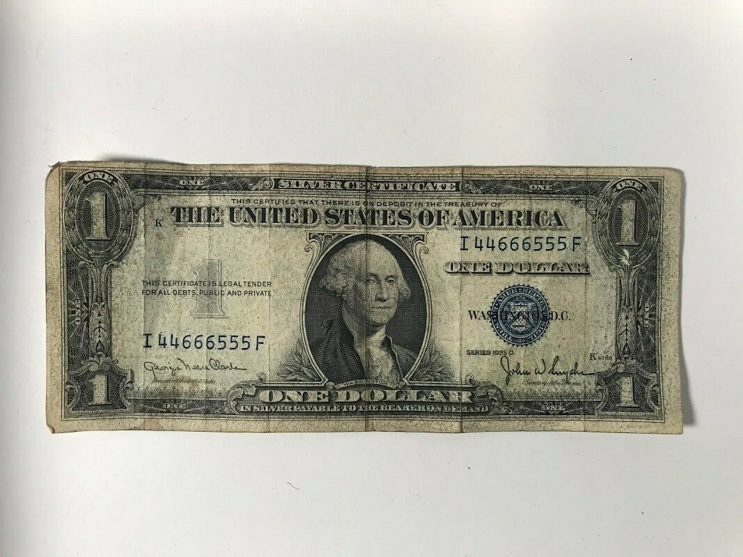 Fancy One dollar Bill Dobles Triples Ladder repeater 1935D Silver