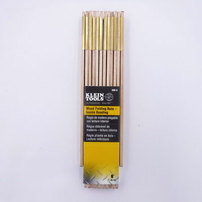 Klein Tools 6' Double Sided Folding Wood Measurement Rule Graduations 1/16''