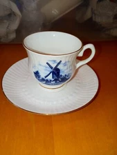 Ter Steege b.v. Delft Blauw hand decorated in Holland Coffee Cup saucer Set of 2