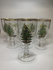 spode christmas tree water goblets Set Of 8 Great Condition